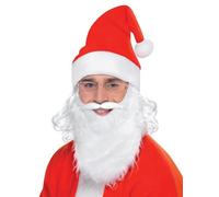 Adulti Bianco Rosso Babbo Natale Festive Barba Occhiali Capelli Vestirsi Kit