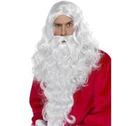 Babbo Natale Parrucca Barba Vestirsi Kit Bianco Festive Recita di Accessori Long