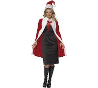 Smiffys Kit Babbo Natale, Rosso, con cappa e cappello, Deluxe Halloween