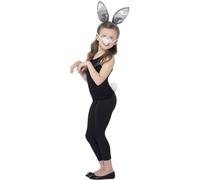 SMIFFYS Kit coniglio, grigio, con orecchie, naso e coda Halloween