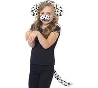 SMIFFYS Kit da dalmata, blanco e nero, con orecchie su cerchietto, coda e naso Halloween