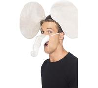 SMIFFYS Kit da elefante, grigio, con orecchie su cerchietto e proboscide Halloween
