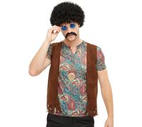 Smiffys Kit da hippie, Multicolore, con parrucca, occhiali, baffi e collana Halloween