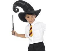 Smiffys Kit da mago, nero, con cravatta, cappello e bacchetta, 34cm/13in Halloween