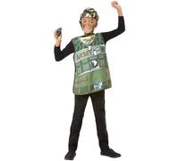 Smiffys Kit da soldato, Costume senza maniche, cappello e granata Halloween, Carnevale