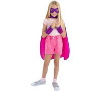 SMIFFYS Kit da supereroe, rosa, con mantello, mascherina e polsini