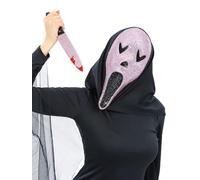 Smiffys Kit da urlatore rosa con gioielli, maschera e coltello, costume per Halloween da donna, gioiello horror rosa spaventoso, costume da donna, maschera e accessori per feste di Halloween