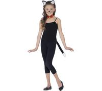 SMIFFYS Kit gatto, nero, con orecchie, colletto e coda