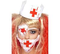 Smiffy's Kit infermiera insanguinata – Maschera, copricapo e benda per occhio – Halloween
