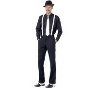 Smiffys Kit istantaneo da gangster, con bracciali, cravatta, cappello, ghette e mustacchi Halloween