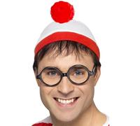 Where's Wally Adulti Istantaneo Costume Kit Personaggio Libro Cappello Occhiali