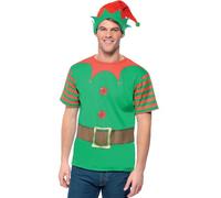 SMIFFYS Kit istantaneo elfo, Verde, con T-Shirt e cappello Halloween