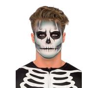 SMIFFYS Kit scheletro fosforescente, sacchetto crema nera fosforescente, matita nera, trucco per il viso verde, bianco e nero con spugna e pennello applicatore Halloween