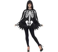Smiffys Kit Scheletro, Unisex, Nero, con Poncho e Guanti Halloween