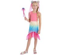 Smiffys Kit sirena magica, rosa, con gonna, fascia e bacchetta Halloween