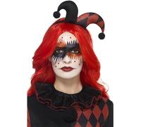 Smiffys Kit trucco adesivo da Arlecchino, Aqua, iglia, gemme adesive, pittura per viso e applicatori Halloween