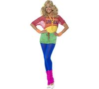 Smiffys Let's Get Physical Girl Costume, Multi-Coloured (Size XS)