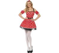 SMIFFYS Costume da topolina sexy, con abito, con polsini e orecchie da topo su cerchietto