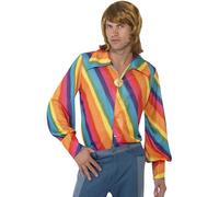 Smiffys 70s Colour Shirt, Rainbow (Size L)