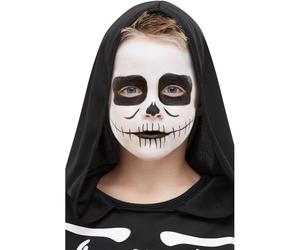 Smiffys Make-Up FX, Kids Skeleton Kit, Aqua, Black & White, Facepaint, Crayon, Sponge & Applicator