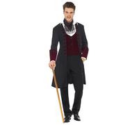SMIFFYS Costume Fever da uomo vampiro gotico, con mantello, finto panciotto e cr