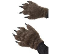 Marrone Monster Mani Peloso Lupo Mannaro Guanti Adulti Accessorio Vestito