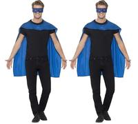 SMIFFYS Mantella, Azzurro, con maschera per occhi Halloween (Confezione da 2)