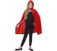 Smiffys Hooded Cape, Red (Size S-M)