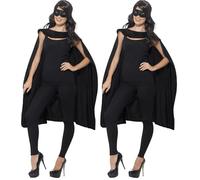 SMIFFYS Mantella, Nero, con maschera per occhi Halloween, Carnevale (Confezione da 2)