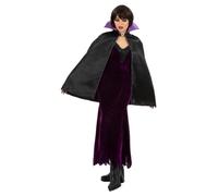Smiffys Mantello da regina oscura con colletto, costume da strega gotica da donna, mantello nero con cappuccio, costume da donna per Halloween, feste, eventi