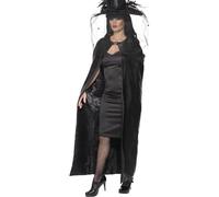 Smiffys Mantello Strega Deluxe, Nero Halloween, Carnevale