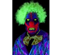 SMIFFYS Maschera da clown con luce nera UV, Multicolore, in lattice, copricapo con capelli Halloween, Carnevale