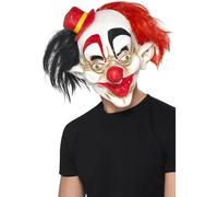 Smiffys Maschera da Clown del terrore, Rosso e nero, Lattice, copricapo completo Halloween