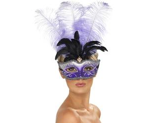 SMIFFYS Maschera da Colombina veneziana con piuma multicolore Halloween