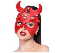 Smiffys Maschera da diavolo in similpelle rossa, con fibbia Halloween