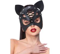 Smiffys Maschera da gatto in similpelle nera, con fibbia Halloween