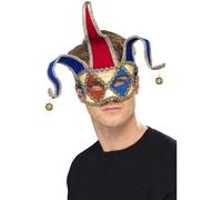 Smiffys Venetian Musical Jester Eyemask, Red & Blue