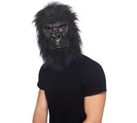 Smiffys Maschera da gorilla, nero, con capelli, schiuma di lattice