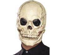 Smiffys Maschera da scheletro, Bianco, lattice, copricapo completo, con mascella mobile separata Halloween