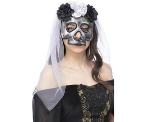 Smiffys Maschera da sposa con teschio Halloween, Carnevale