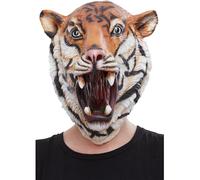 Smiffys Maschera da tigre in lattice, Arancione e nero, Testa intera