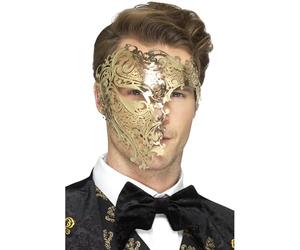 Smiffys Maschera deluxe spettro con filigrana in metallo, Oro Halloween