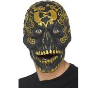 Smiffys Maschera deluxe teschio da ballo in maschera, Oro, in schiuma di lattice