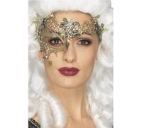 SMIFFYS Maschera occhi deluxe, con copertura parziale, con filigrana in metallo, Oro Halloween