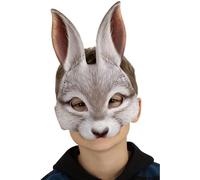 Smiffys Maschera realistica di coniglio bianco, con elastico