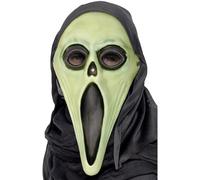 SMIFFYS Maschera Scream TV, EVA, Bianco e Nero, con Cappuccio, Luminoso al buio Halloween