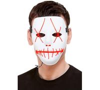 Smiffys Maschera viso Stitch a Led neon, Bianco, su elastico Halloween, Carnevale