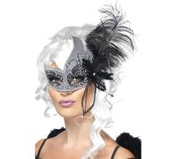 SMIFFYS Mascherina Angelo Tenebroso Mascherata, com Laccetti laterali e Piume Halloween