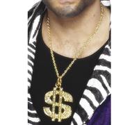 Dollaro Segno Medaglione Oro Catena Pimp Gangsta Rapper Uomo Accessorio Vestito