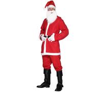SMIFFYS Men's Deluxe Santa Suit Costume, Father Christmas Outfit with Jacket, Trousers, Beard, Hat & Belt, Perfect for Christmas Fancy Dress & Holiday Parties, Santa Adult Dress Up Outfits, Small